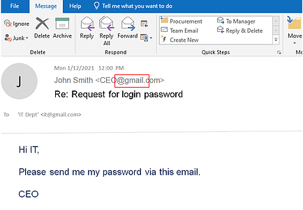 Phishing email different 1