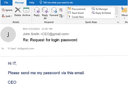 Phishing email different